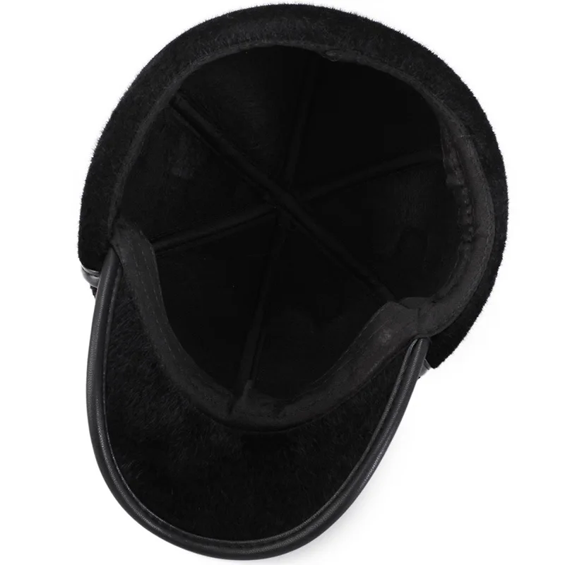 Thicker Plus Velvet Russian Hats Black Wool Men/Women baseball cap adjustable Hat Winter Warm Bomber with earflaps ушанка |