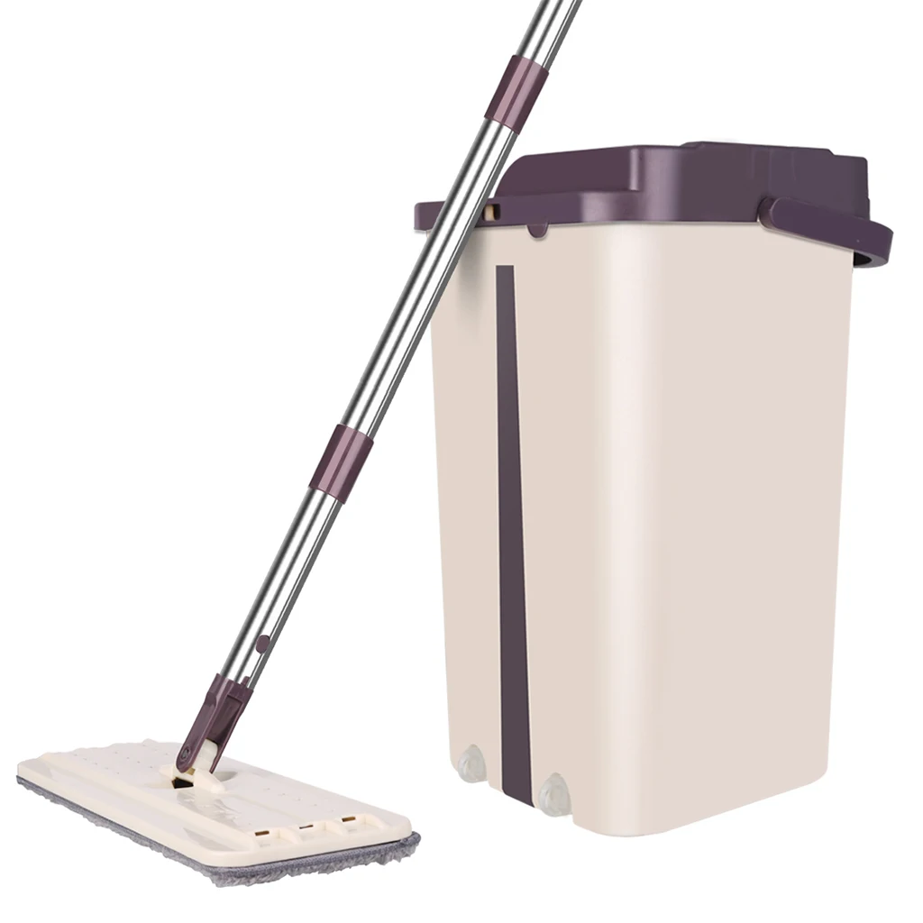 Дом уборки пола Швабра свободной рукой отжимная микрофибры шваброй ведро с трём