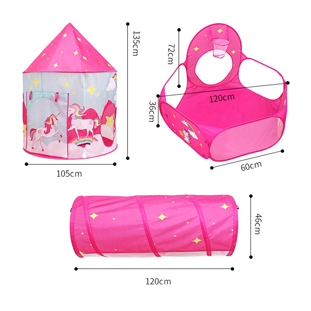 

3 in 1 Children Game Tent Toy Portable Folding Indoor Channel Set Playhouse
