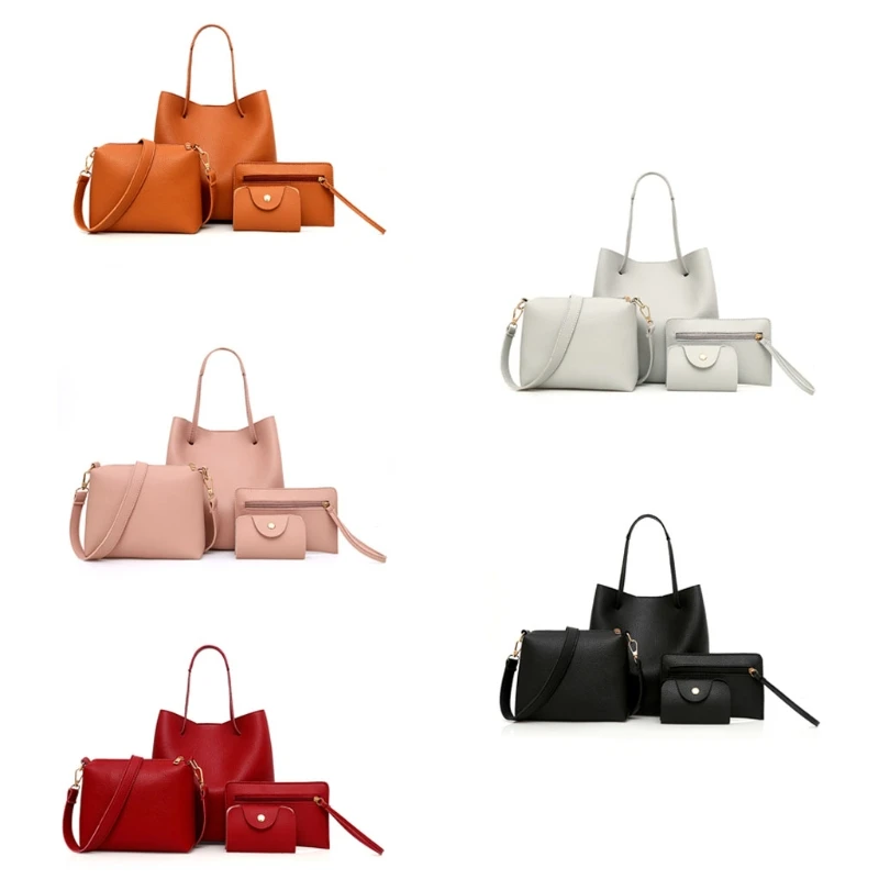 

4Pcs Women Bags Set Purse Shoulder Handbag Tote Messenger Satchel Bag Crossbody Card Case Holder Wallet