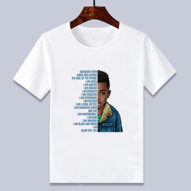 Любимый черный мальчик радость Графические футболки Симпатичный летний топ для