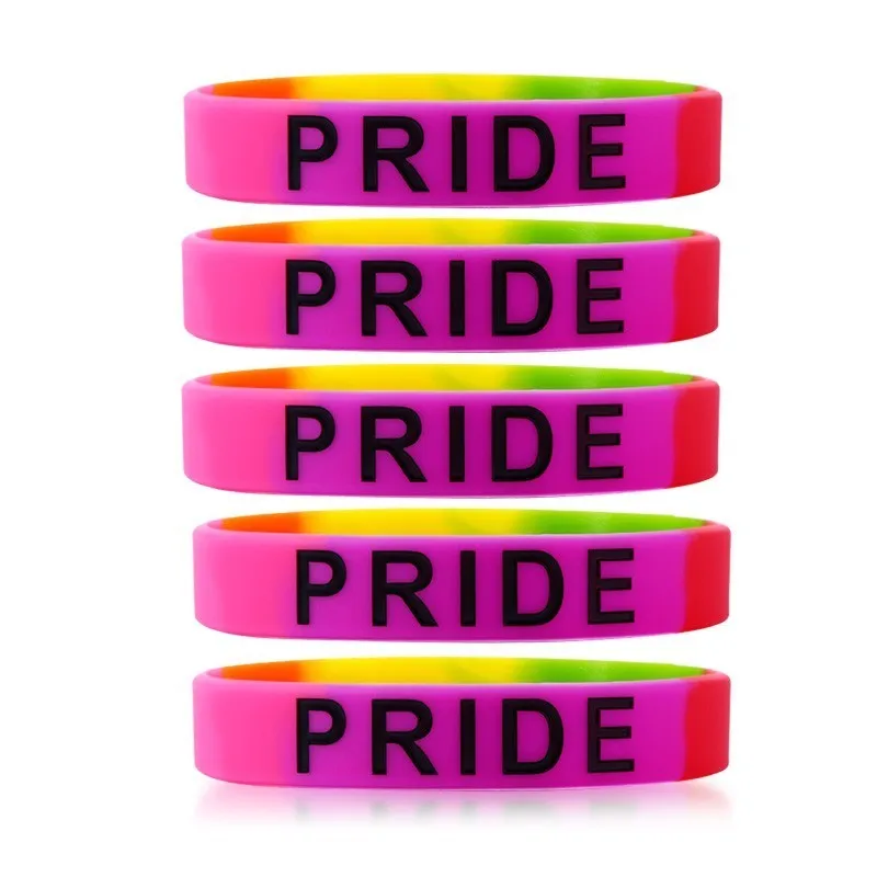 Гей Прайд с изображением ЛГБТ радуги силиконовый браслет 5 упаковок унисекс