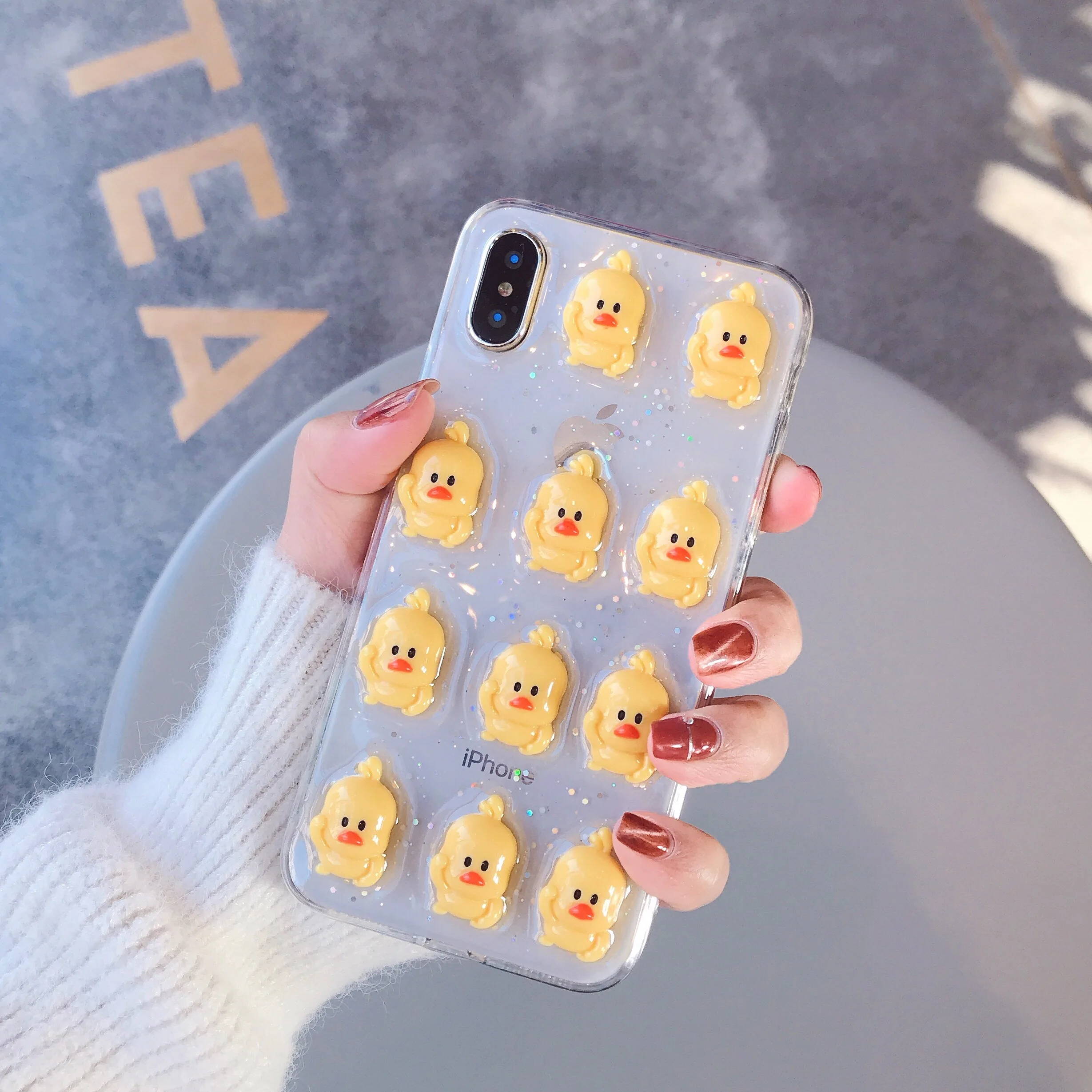 Блестящий чехол для телефона iphone 6 S 7 8 Plus X XS 11 Pro MAX XR 3D милая утка блестки защитная