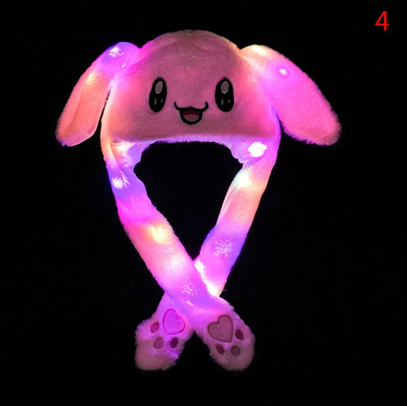 

Hot New Funny Hat Kids Lighting Hat Cute Rabbit Ears Plush Ears Can Move Cap Children Shine Winter Warm Party Hat For Women Men