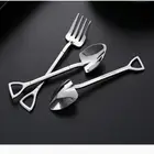 Вилка и ложка для мороженого, многоцветная, в форме лопатки, с длинной ручкой