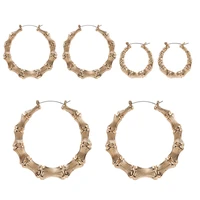 new hip hop style geometric hoop earrings mixed 3 size alloy circle tone bamboo punk hollow creole earring sets women bijoux