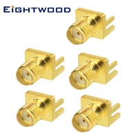 eightwood 5pcs sma jack female rf coaxial connector adapter pcb end launch mount wide flange tab terminal for antenna telecom