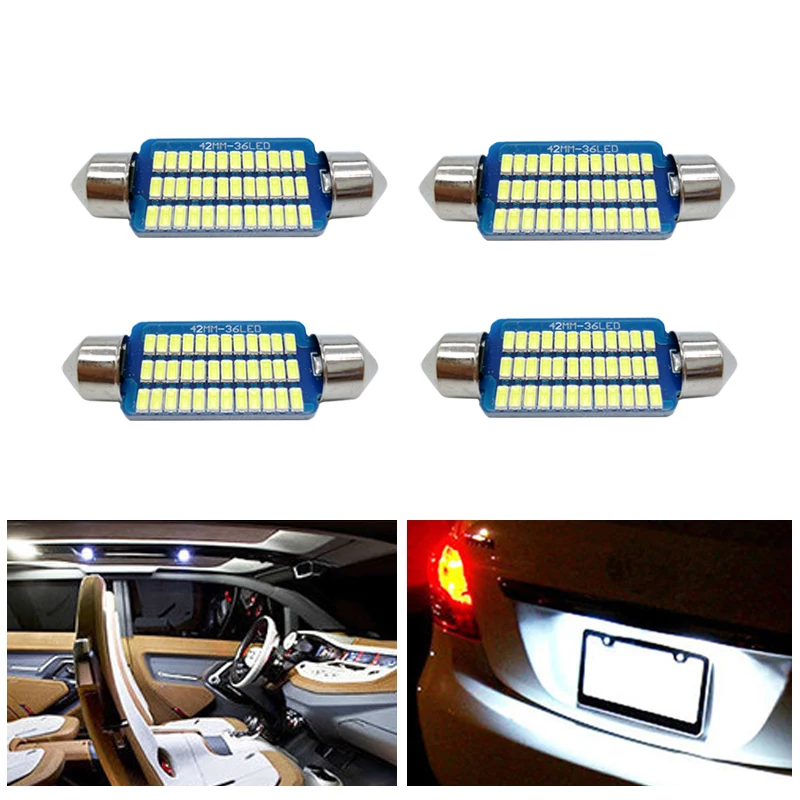 4x C5W Car LED Bulb Interior Light Festoon C10W Auto Reading light License plate lamp Trunk Luggage Lamp 31mm 36mm 39mm 41mm | Автомобили