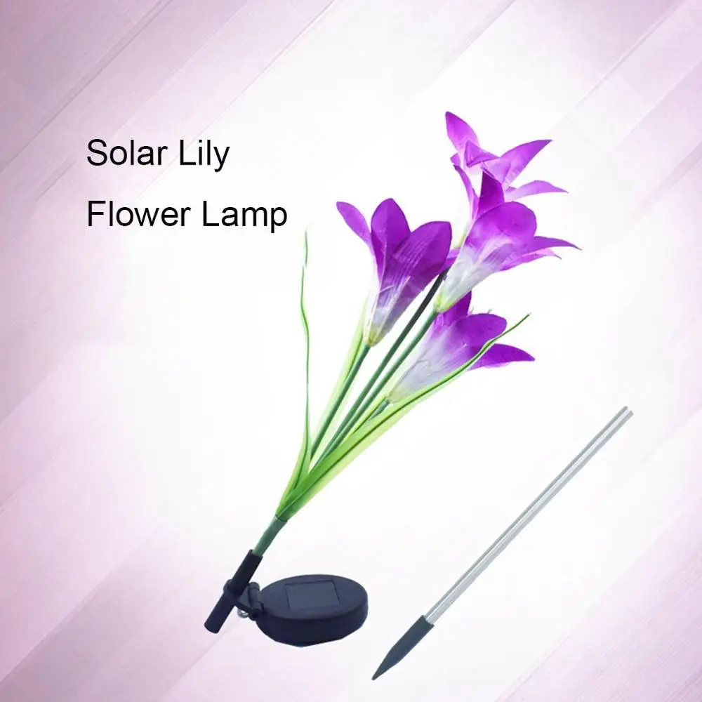 Открытый 4 солнечный фонарик Лилия Led искусственный цветок декоративный