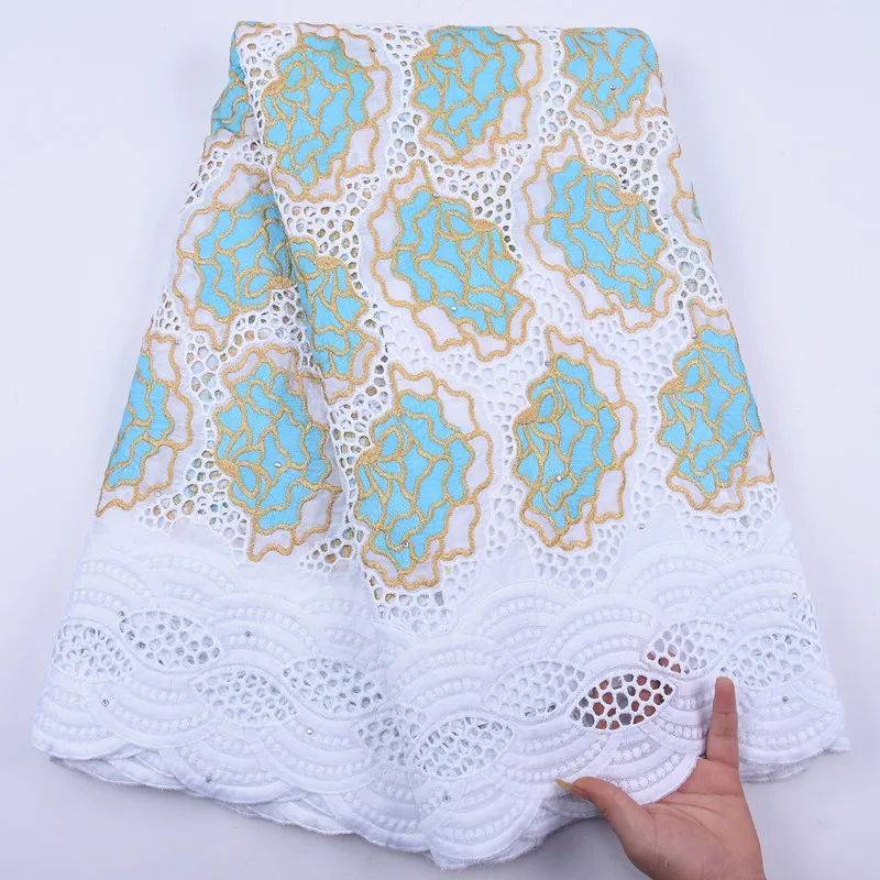 Чистая белая африканская кружевная ткань высокого качества хлопковая