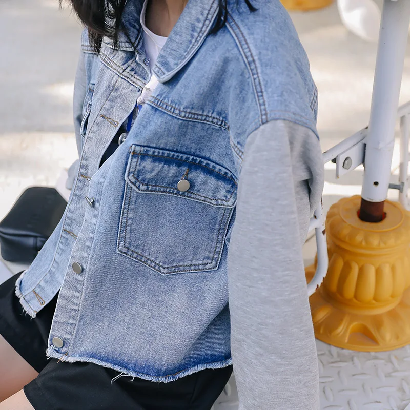 В стиле пэчворк больших размеров с буквенным принтом джинсовая куртка для женщин