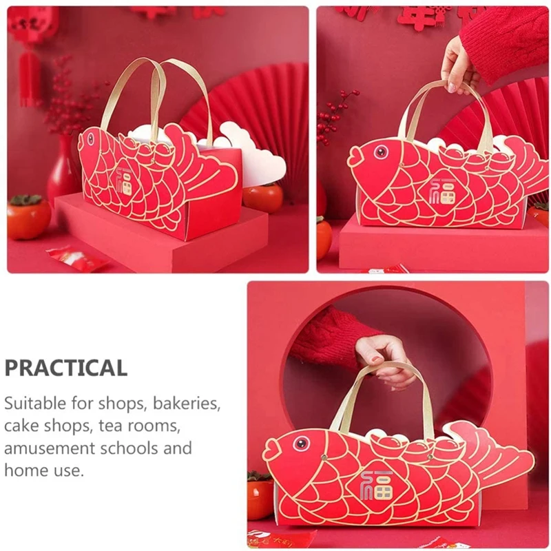 Красная бумажная упаковочная коробка для торта мультяшная коровья печенья