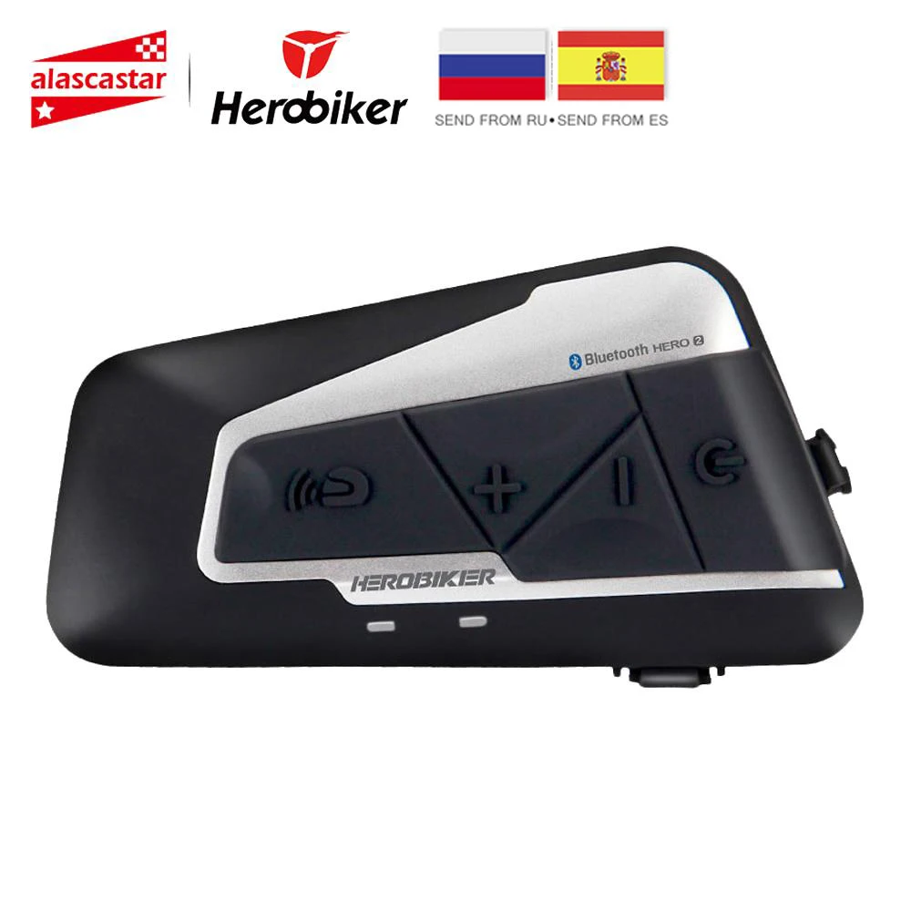 HEROBIKER мотоциклетный домофон Мото шлем водонепроницаемый беспроводной Bluetooth переговорные мото гарнитура с fm-радио для 2 аттракционов 1200 м