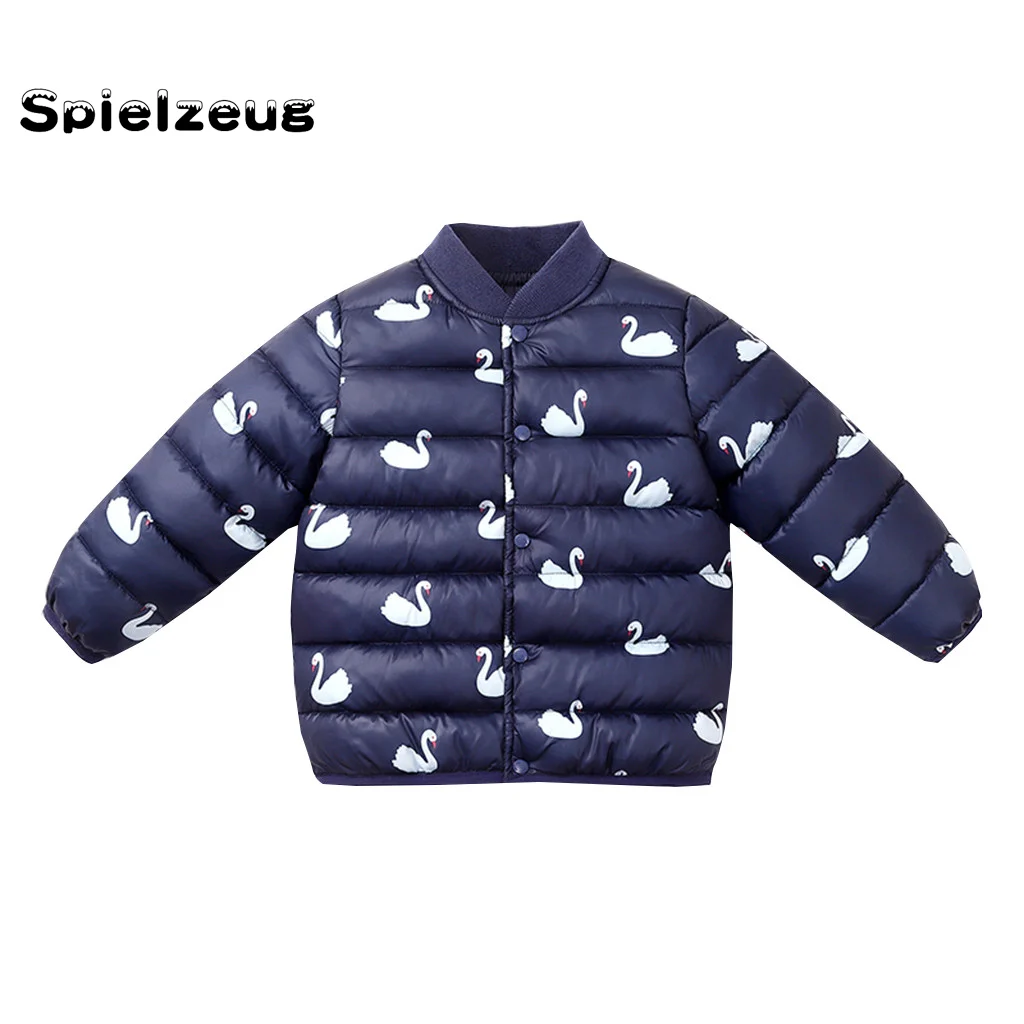 Детское пальто зимнее ветрозащитное с длинными рукавами и рисунком для