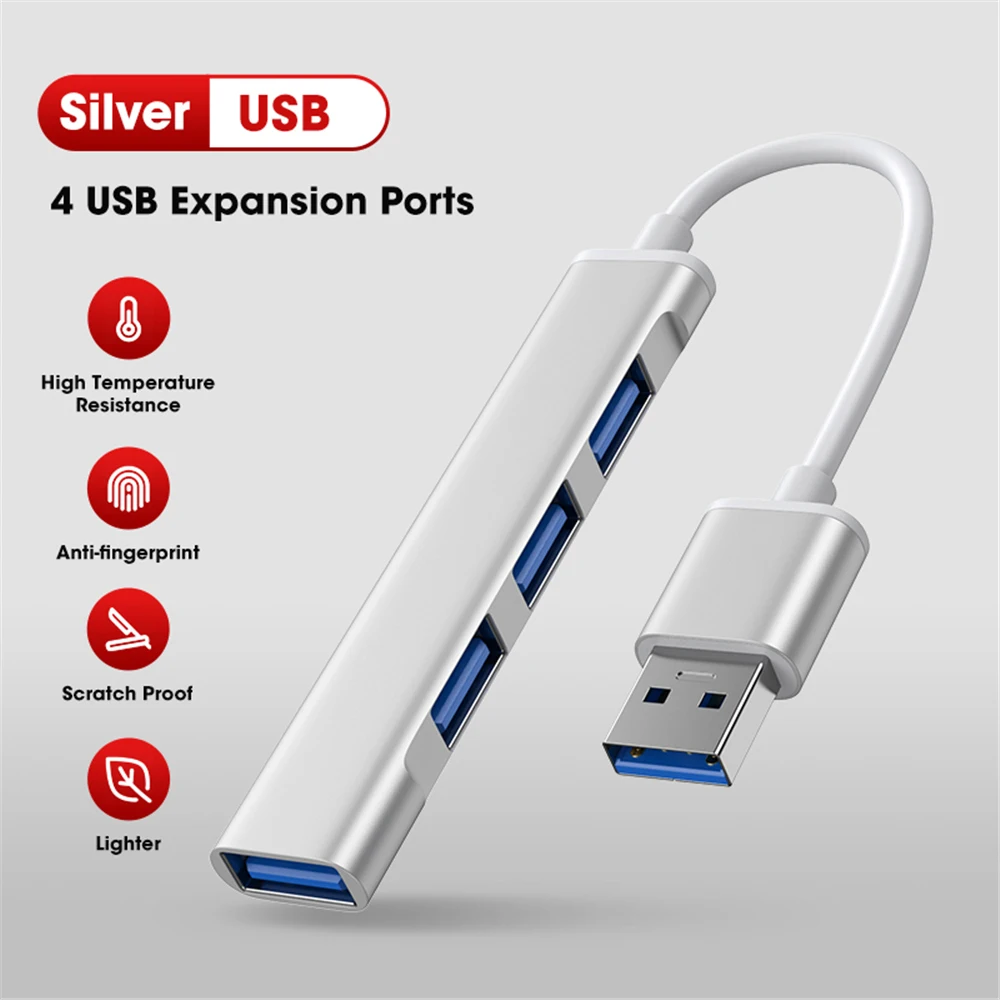 

USB C USB-концентратор на 4-USB-концентратор, многопортовый адаптер, портативный 4-в-1 на USB 3,0 2,0, удлинитель порта-Поддержка функции OTG для ПК, ноутб...