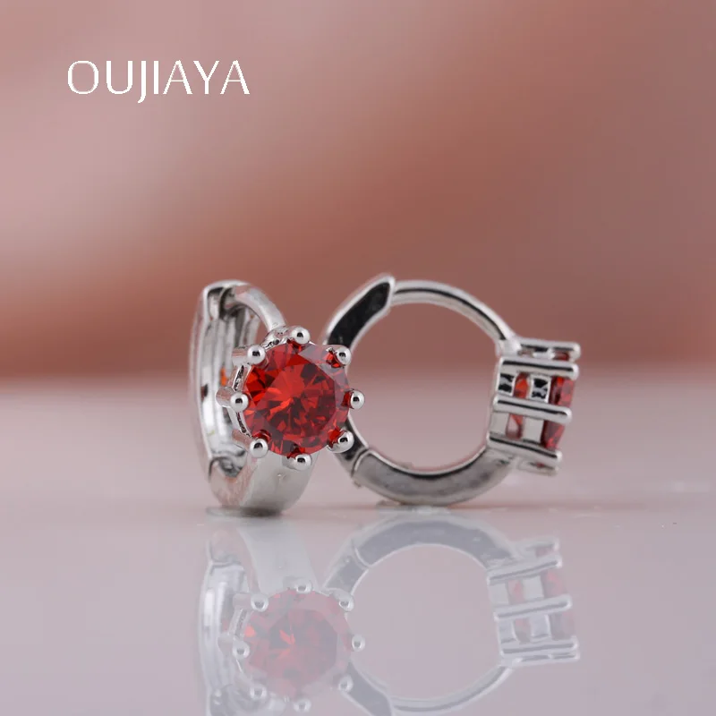 Женские круглые серьги подвески OUJIAYA маленькие из розового золота 585 пробы с