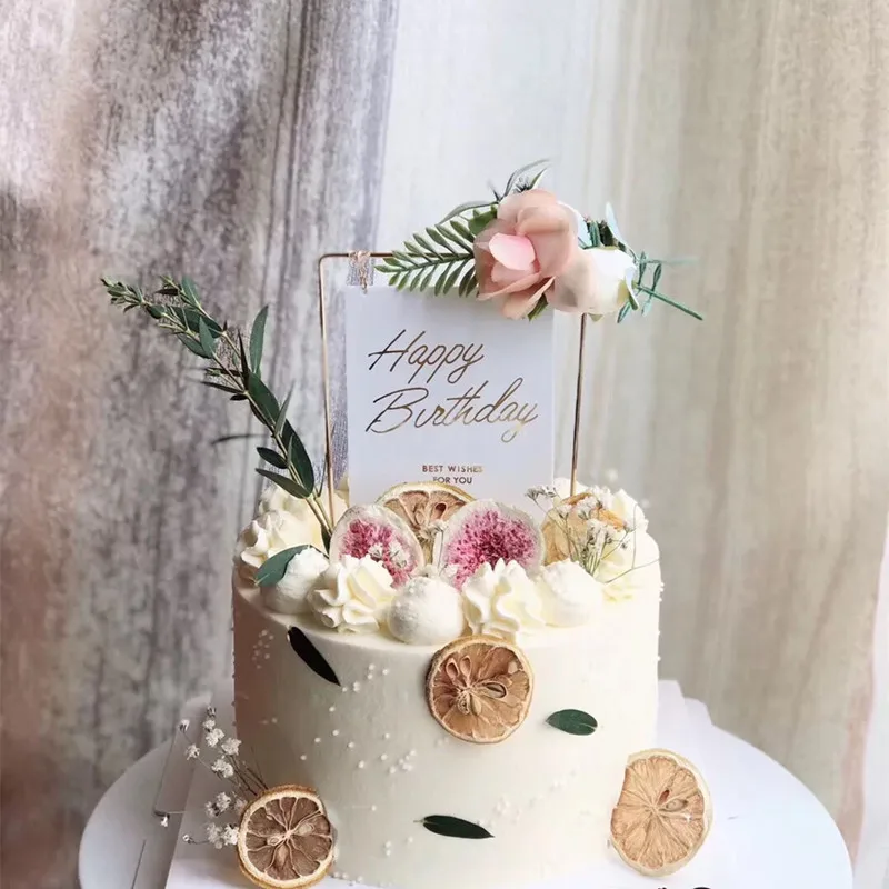 Металлические искусственные цветы акриловый Топпер для торта украшение