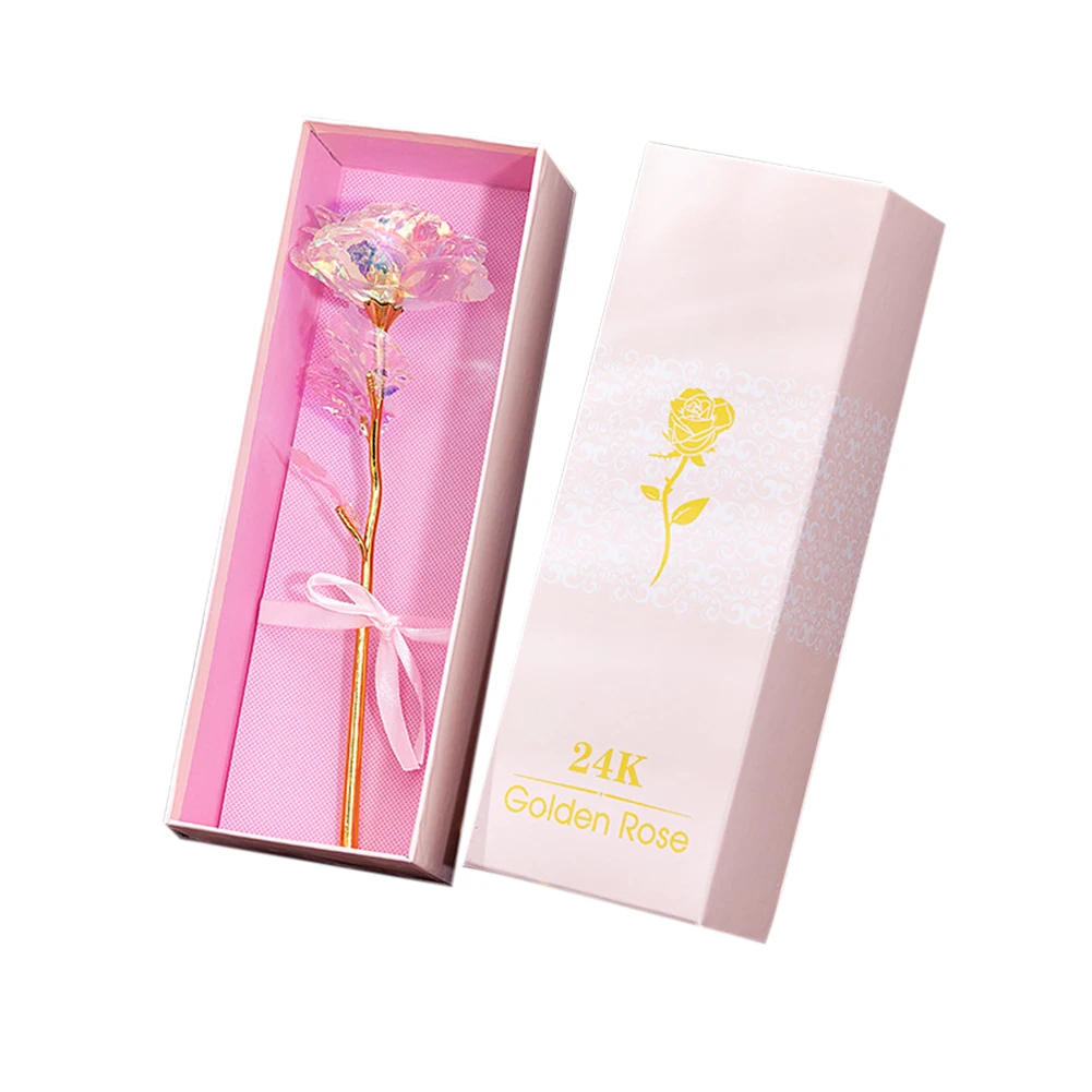 24k Золотая фольга роза цветок светодиодный светящийся галактика День Святого