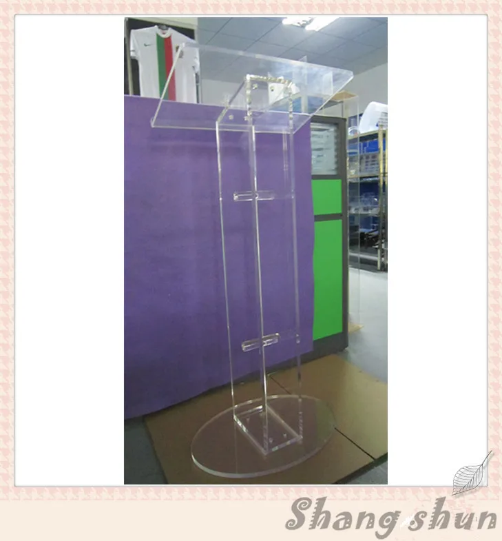 Clear 12mm Thickness Low Floor Acrylic Church Podium Stand, Cheap Pulpit, Acrylic Lectern plexiglass