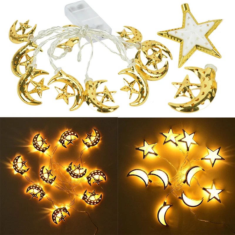 

1.65m Eid Mubarak Led Garland Islamic Muslim Festival Party Decorations for Home Stars Moon Fairy Lights String Ramadan Decor