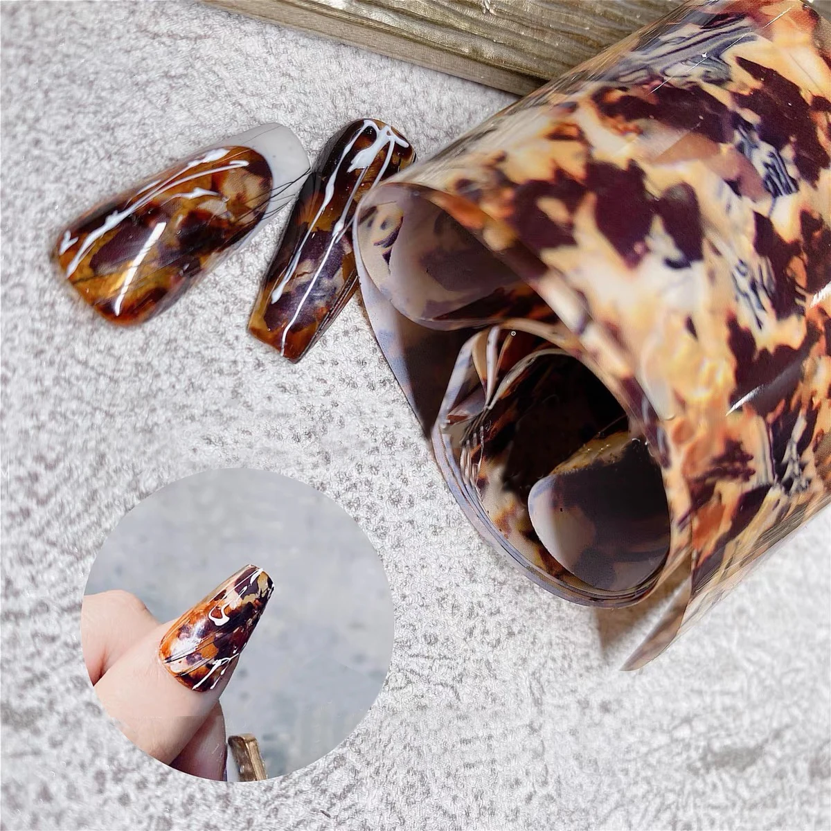 

4*50cm tortoiseshell Nail Transfer Sticker nail foil Amber decoración navidad 2022 Trend Leopard Manicure winter decoration