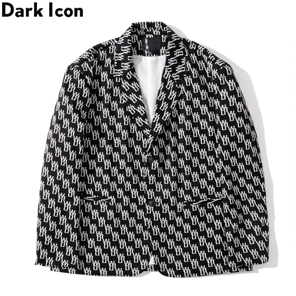 

Dark Icon Full Printed Autumn Suit Jacket Men Oversized Street Fashion Men's Jacket