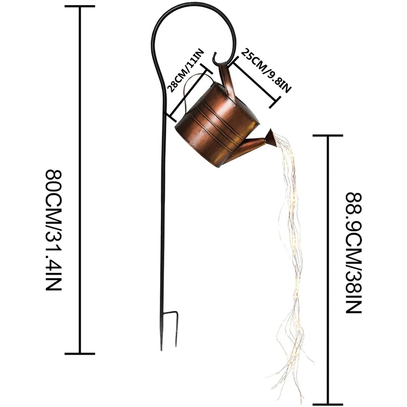 

Garden Art Star Light Decoration 35 inch Led String Lights Watering Can Shape Decor Copper Wire Fairy Shower Light