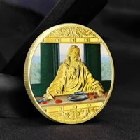 jesus last supper commemorative medallion foreign gifts gold silver and diamond plated cross coins da vinci crafts collection