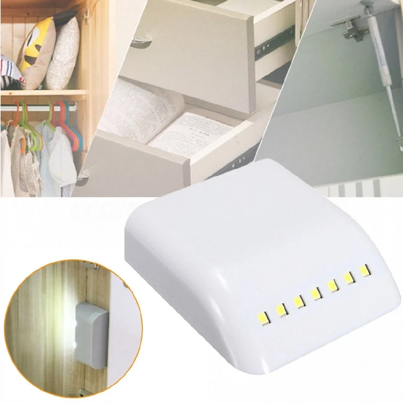7 светодиодный движения PIR индукции Сенсор светильник светодиодный ночник Кухня внутренняя петля для выдвижного ящика шкафа гардероба шкаф...