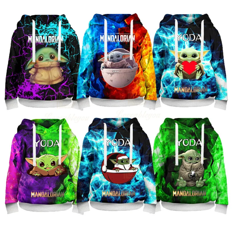 

Kids 3D Hoodie Baby Yoda Hoodies Sweatshirt Long Sleeve Disney Children 3-14 Years Hoodies Sweatshirt Funny Cartoon Hoodies