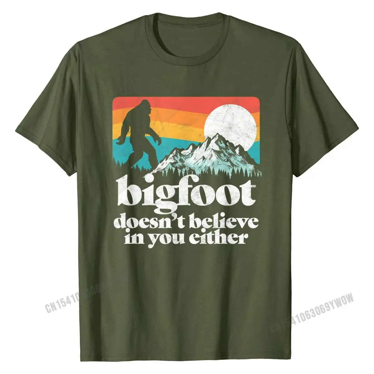 Bigfoot Doesn't Believe in You Either Funny Sasquatch Shirt Tops Group Cotton Student Top T-shirts Customized | Мужская одежда