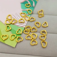 1pcs pure 999 24k yellow gold bead diy bracelet ring necklace lucky 3d hollow heart small pendant about 0 1g
