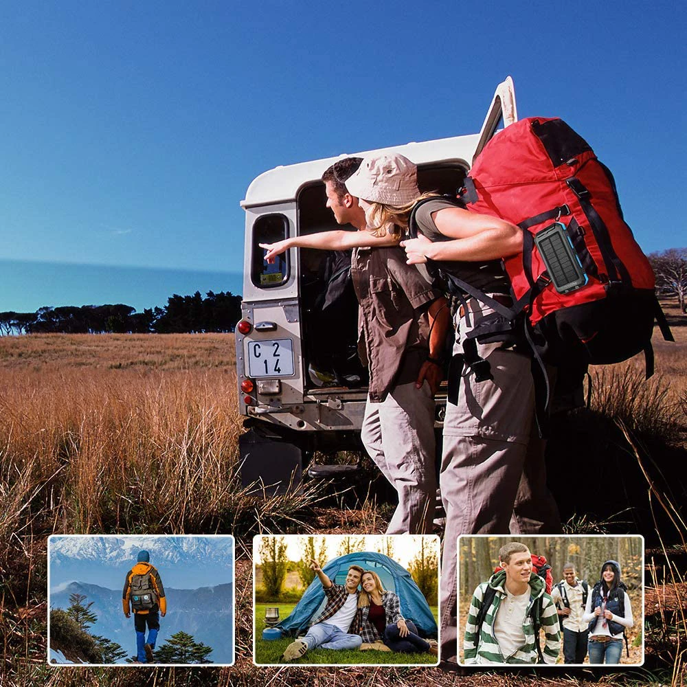 

Outdoor Survival Camping Equipment 20000mAh Portable Waterproof Solar Power Charger Bank With LED Flashlights for Adventure