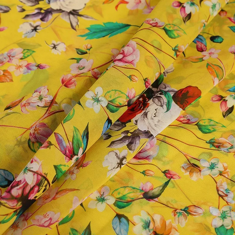 

1140cm width Digital printing silk georgette fabric summer dress shirt silk fabric mulberry silk silk