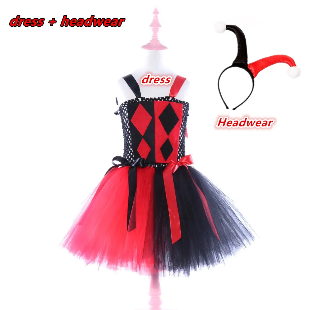 Harry Quinn Christmas Dresses Girls Carnival Mesh Princess Dress Clown Female Anime Cosplay Clothing Halloween Costume For Kids |