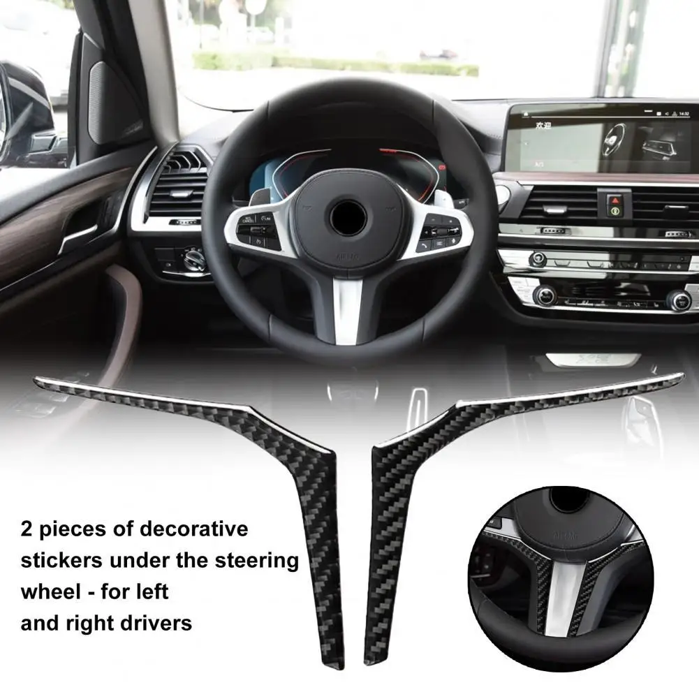 

2Pcs Wheel Decor Trim Eco-friendly Wear-resistant Carbon Fiber Interior Steering Wheel Bottom Trim Sticker for BMW G01 G02 X3 X4