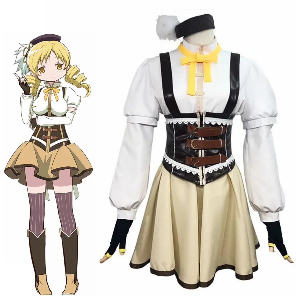 

Унисекс Аниме Косплей Костюм Puella Magi Madoka Magica Tomoe Mami Рождественская одежда для вечеринки на Хэллоуин