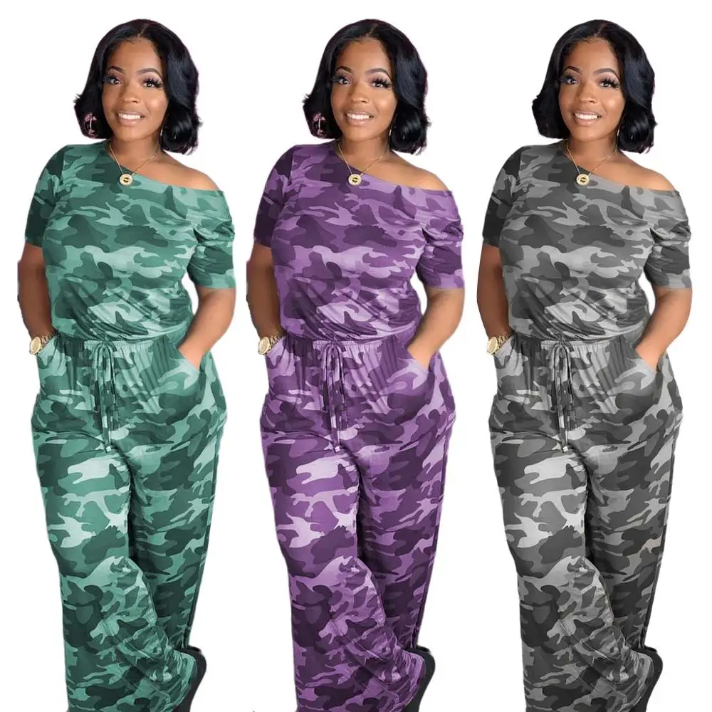 

Camouflage lounge wear one piece overalls 2020 new product summer clothing loose women jumpsuit and rompers bodycon playsuit