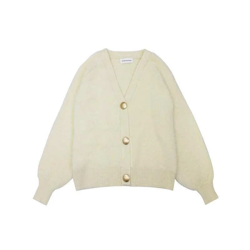 

Imitation Mink Velvet V-neck Winter Cardigan Sweater Womens Single Breasted Knitted Jacket Coat Fashion Oversized Sweater