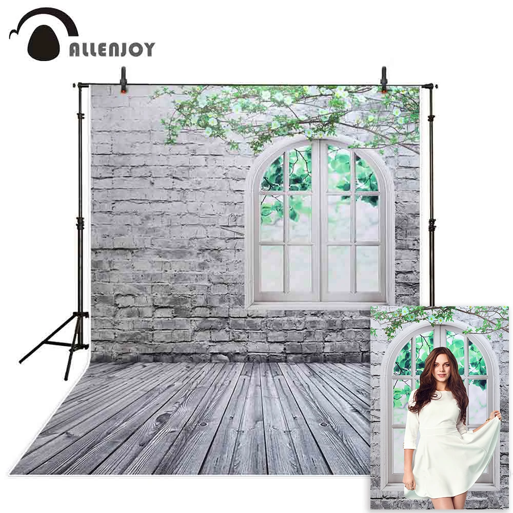 

Allenjoy photography background white brick wall window Twig spring backdrop studio children princess girl econ vinyl photophone