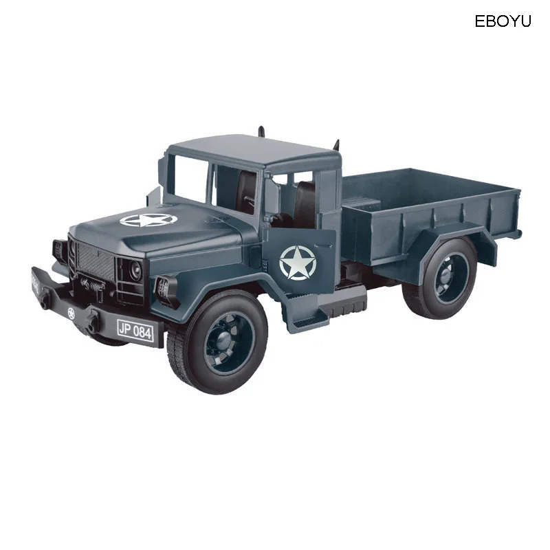 EBOYU 1:20 Pull and Go мини-грузовик литой классический военный грузовик армейские