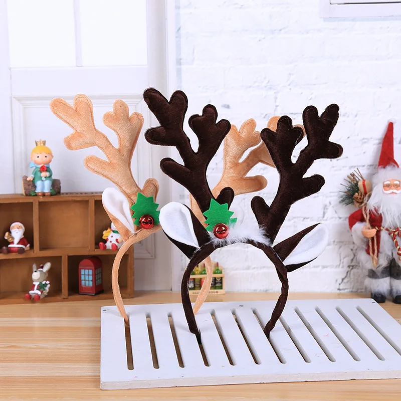 Kerst decoratie обруч с оленьими рогами лося Санта дерево головные уборы рождественские