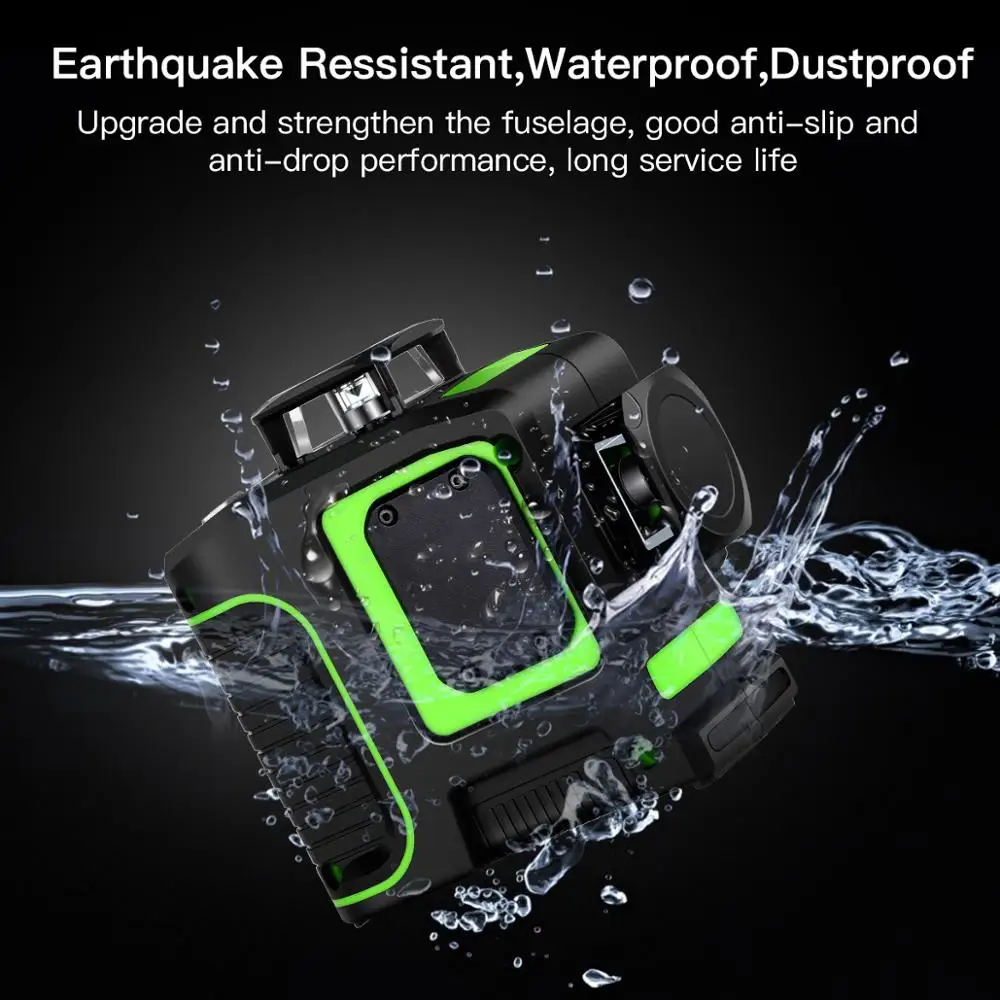 3D лазерный уровень 12 линий зеленый с аккумулятором 18650 8 луч горизонтальный