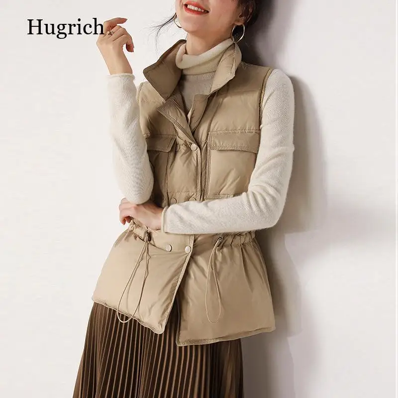 Женский пуховой жилет куртка без рукавов теплая на белом утином пуху модная