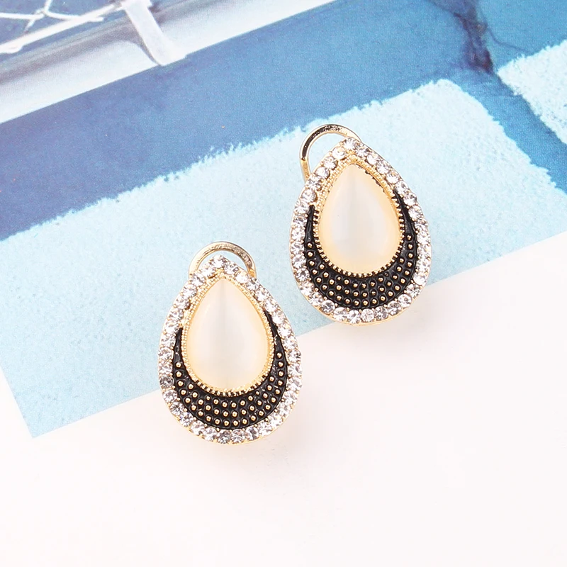 Модные серьги-гвоздики с кошачьим глазом стразы серьги золотого цвета проволока