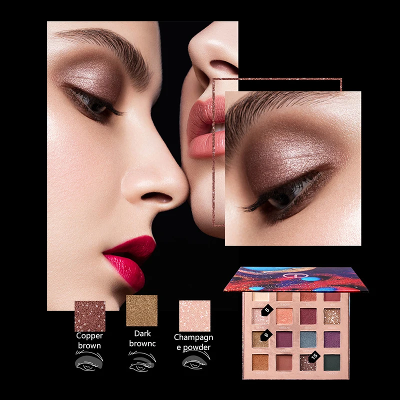 

Eyeshadow Palette Beauty 16 Colors Eyeshadow Palette Shining Shimmer Smooth Long Lasting Eye Shadow Set Makeup Set