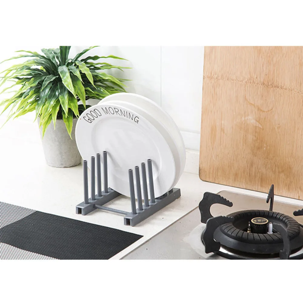 

2pcs Pot Cover Holder Detachable Dish Storage Draining Rack Organizer Holder for Home Store Kitchen (Gray)