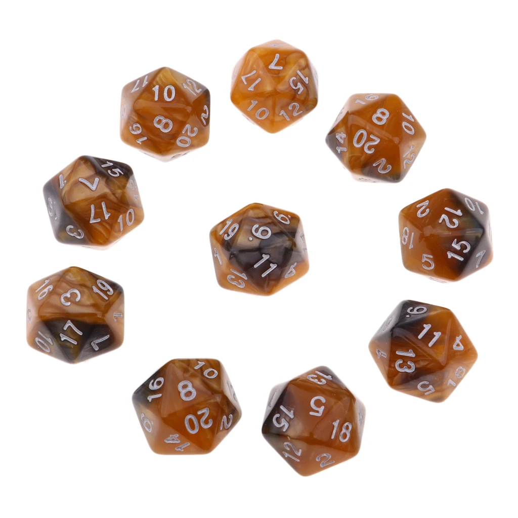 10 шт. 20-сторонние кости многогранные кубики для D &amp TRPG Cup Game Lovers | Спорт и