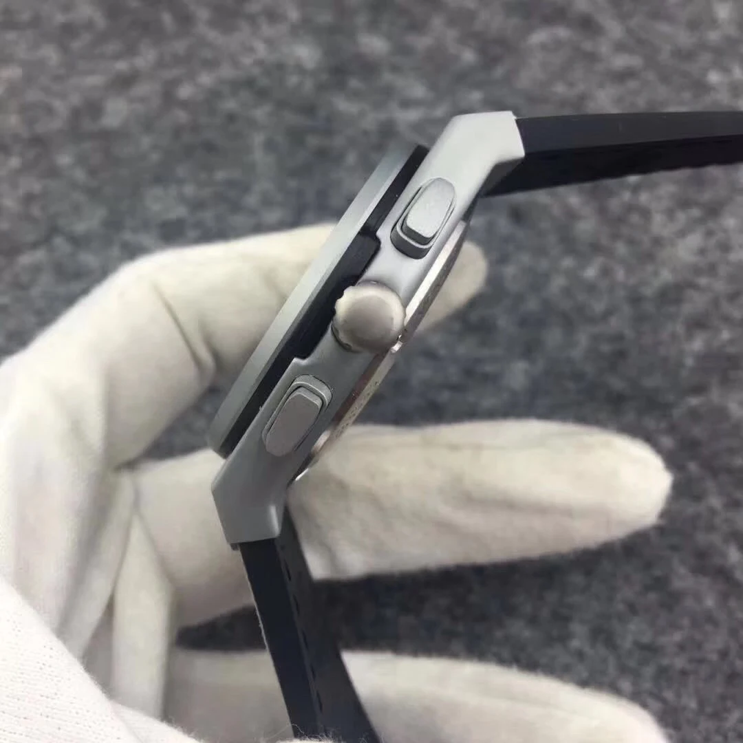 

Luxury Brand New Men StopWatch Chronograph Sport Grey Titanium Stainless Steel Black Blue Leather Watch Day Date Original Clasp