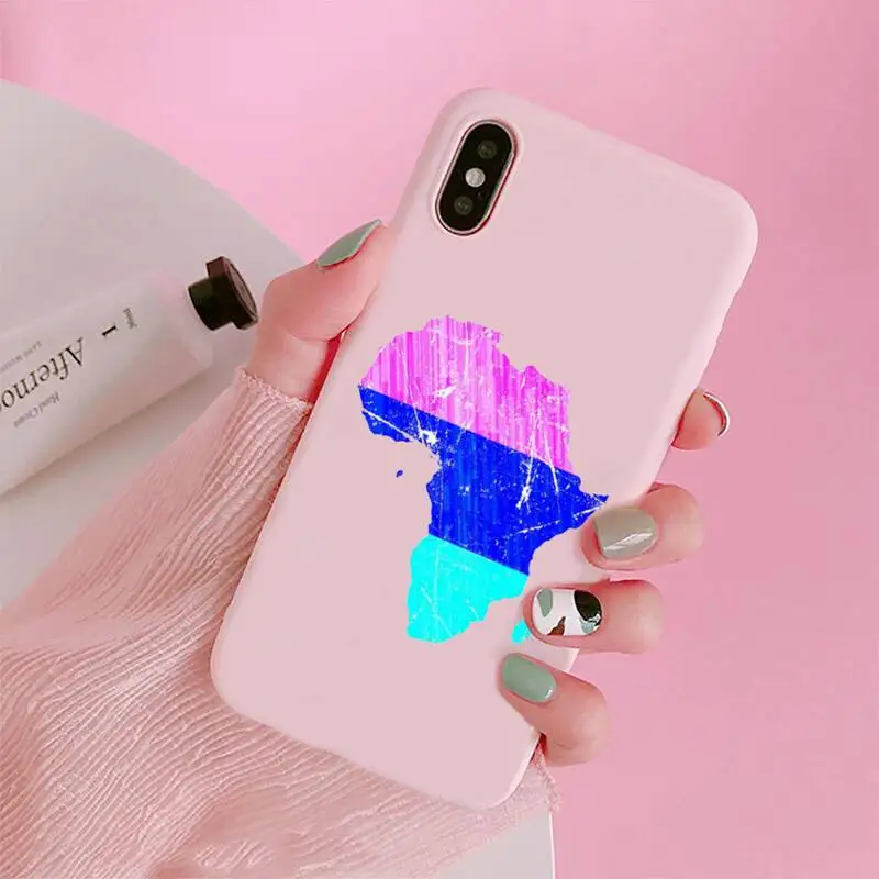 

Africa Map colorful pattern Phone Case Candy Color for iPhone 6 7 8 11 12 s mini pro X XS XR MAX Plus